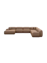 7-Sitzer Design Echtleder Panorama-Sofa „Lumera XXL“ Echtleder Choco Brown BLOOMINGLOFT Collection