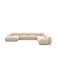 7-Sitzer Design Echtleder Panorama-Sofa „Lumera XXL“ Echtleder Beige BLOOMINGLOFT Collection