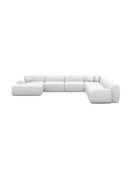 7-Sitzer Design Echtleder Panorama-Sofa „Lumera XXL“ Echtleder White BLOOMINGLOFT Collection