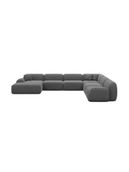 7-Sitzer Design Panorama-Sofa „Lumera XXL“ mit Strukturstoff-Bezug Strukturstoff Anthrazit BLOOMINGLOFT Collection