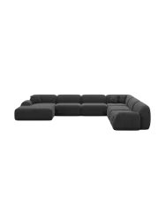 7-Sitzer Design Panorama-Sofa „Lumera XXL“ mit Strukturstoff-Bezug Strukturstoff Schwarz BLOOMINGLOFT Collection