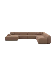 7-Sitzer Design Panorama-Sofa „Lumera XXL“ mit Strukturstoff-Bezug Strukturstoff Braun BLOOMINGLOFT Collection