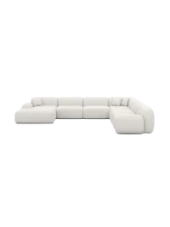 7-Sitzer Design Panorama-Sofa „Lumera XXL“ mit Strukturstoff-Bezug Strukturstoff Weiss BLOOMINGLOFT Collection