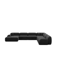 7-Sitzer Design Panorama-Sofa „Lumera XXL“ mit Samtbezug Samtbezug Schwarz BLOOMINGLOFT Collection