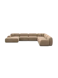 7-Sitzer Design Panorama-Sofa „Lumera XXL“ mit Samtbezug Samtbezug Braun BLOOMINGLOFT Collection