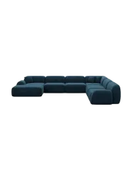7-Sitzer Design Panorama-Sofa „Lumera XXL“ mit Samtbezug Samtbezug Petrol dunkel BLOOMINGLOFT Collection
