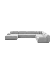 7-Sitzer Design Panorama-Sofa „Lumera XXL“ mit Samtbezug Samtbezug Hellgrau BLOOMINGLOFT Collection