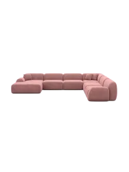 7-Sitzer Design Panorama-Sofa „Lumera XXL“ mit Samtbezug Samtbezug Lachsrosa BLOOMINGLOFT Collection