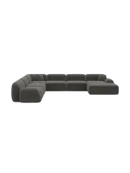 7-Sitzer Design Panorama-Sofa „Lumera XXL“, Cordsamt Cordsamt Dunkelgrau BLOOMINGLOFT Collection