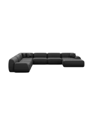 7-Sitzer Design Echtleder Panorama-Sofa „Lumera XXL“ Echtleder Schwarz BLOOMINGLOFT Collection