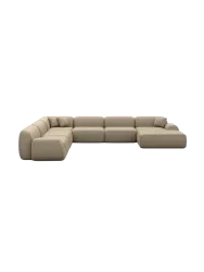 7-Sitzer Design Echtleder Panorama-Sofa „Lumera XXL“ Echtleder Dark Beige BLOOMINGLOFT Collection