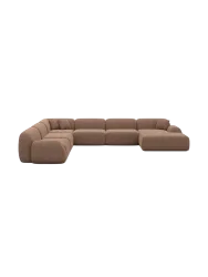 7-Sitzer Design Panorama-Sofa „Lumera XXL“ mit Strukturstoff-Bezug Strukturstoff Braun BLOOMINGLOFT Collection