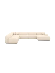 7-Sitzer Design Panorama-Sofa „Lumera XXL“ mit Strukturstoff-Bezug Strukturstoff Cream BLOOMINGLOFT Collection