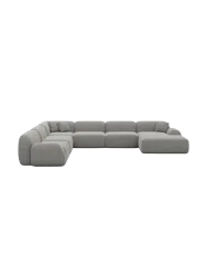 7-Sitzer Design Panorama-Sofa „Lumera XXL“ mit Strukturstoff-Bezug Strukturstoff Grau BLOOMINGLOFT Collection
