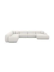 7-Sitzer Design Panorama-Sofa „Lumera XXL“ mit Strukturstoff-Bezug Strukturstoff Weiss BLOOMINGLOFT Collection