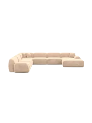 7-Sitzer Design Panorama-Sofa „Lumera XXL“ mit Samtbezug Samtbezug Beige BLOOMINGLOFT Collection
