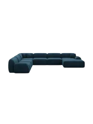 7-Sitzer Design Panorama-Sofa „Lumera XXL“ mit Samtbezug Samtbezug Petrol dunkel BLOOMINGLOFT Collection