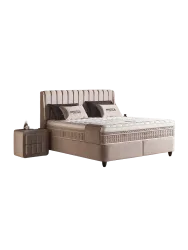 Design Boxspringbett „Bristol“, verschiedene Grössen Beige / Light Taupe SCANDIBEDDING