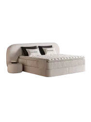 Premium Boxspringbett „Brooklyn“ inkl. Matratze & Topper Weiss  160 x 200 cm SCANDIBEDDING