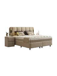 Premium Boxspringbett „Calma“ inkl. Matratze & Topper Beige  140 x 200 cm SCANDIBEDDING