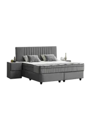 Premium Boxspringbett „Clara Grey“ inkl. Matratze & Topper Grau  140 x 200 cm BEDS SUPPLY