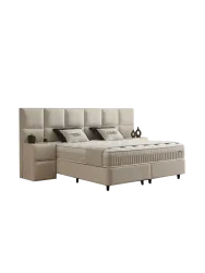 Premium Boxspringbett „Conso“ inkl. Matratze & Topper Beige  140 x 200 cm SCANDIBEDDING