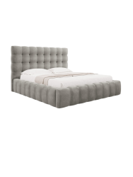 Design Polsterbett „Bali“ mit Ablagefach, Samt Hellgrau chosen by Bloomingloft
