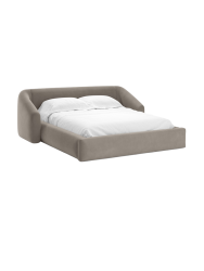 Design Polsterbett „Campi“ mit Ablagefach, Samt Cappuccino chosen by Bloomingloft