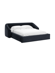 Design Polsterbett „Campi“ mit Ablagefach, Samt Dunkelblau chosen by Bloomingloft