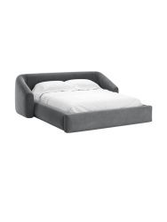 Design Polsterbett „Campi“ mit Ablagefach, Samt Grau chosen by Bloomingloft
