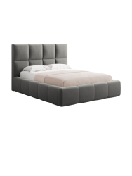 Design Polsterbett „Livigno“ mit Ablagefach, Samt Hellgrau chosen by Bloomingloft