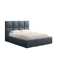 Design Polsterbett „Livigno“ mit Ablagefach, Strukturstoff Dunkelblau chosen by Bloomingloft