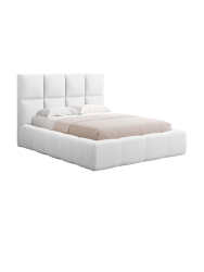 Design Polsterbett „Livigno“ mit Ablagefach, Strukturstoff Hellgrau chosen by Bloomingloft
