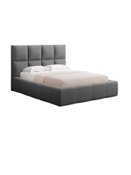 Design Polsterbett „Livigno“ mit Ablagefach, Strukturstoff Dunkelgrau chosen by Bloomingloft