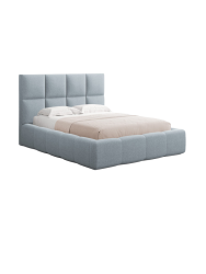 Design Polsterbett „Livigno“ mit Ablagefach, Strukturstoff Hellblau chosen by Bloomingloft