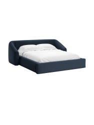 Design Polsterbett „Campi“ mit Ablagefach, Strukturstoff Königsblau chosen by Bloomingloft