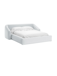 Design Polsterbett „Campi“ mit Ablagefach, Strukturstoff Hellgrau chosen by Bloomingloft