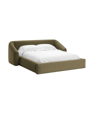 Design Polsterbett „Campi“ mit Ablagefach, Strukturstoff Grün chosen by Bloomingloft