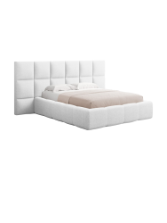 Design Polsterbett „Livigno XL“ mit Ablagefach, Strukturstoff Hellgrau chosen by Bloomingloft