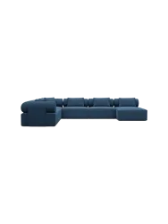 7-Sitzer Design Panorama-Sofa „Cipriani XXL“ mit Strukturstoff-Bezug Strukturstoff Dunkelblau BLOOMINGLOFT Collection
