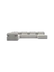 7-Sitzer Design Panorama-Sofa „Cipriani XXL“ mit Strukturstoff-Bezug Strukturstoff Hellgrau BLOOMINGLOFT Collection