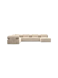 7-Sitzer Design Panorama-Sofa „Cipriani XXL“ mit Samtbezug Samtbezug Cream BLOOMINGLOFT Collection
