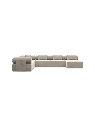 7-Sitzer Design Panorama-Sofa „Cipriani XXL“ mit Samtbezug Samtbezug Sand BLOOMINGLOFT Collection