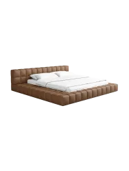 Design Polsterbett „Caspa“ mit Ablagefach, Kunstleder Choco Brown Kunstleder Schokobraun BLOOMINGLOFT Collection