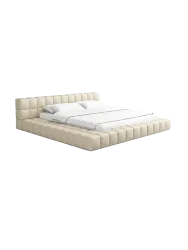 Design Polsterbett „Caspa“ mit Ablagefach, Kunstleder Beige BLOOMINGLOFT Collection