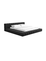 Design Polsterbett „Caspa“ mit Ablagefach, Kunstleder Schwarz BLOOMINGLOFT Collection