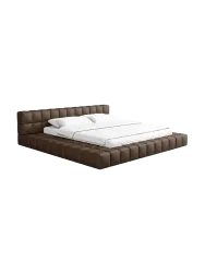 Design Polsterbett „Caspa“ mit Ablagefach, Kunstleder Dunkelbraun BLOOMINGLOFT Collection