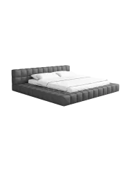 Design Polsterbett „Caspa“ mit Ablagefach, Kunstleder Grau BLOOMINGLOFT Collection