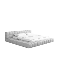 Design Polsterbett „Caspa“ mit Ablagefach, Kunstleder Hellgrau BLOOMINGLOFT Collection