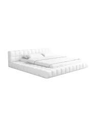Design Polsterbett „Caspa“ mit Ablagefach, Kunstleder Weiss BLOOMINGLOFT Collection